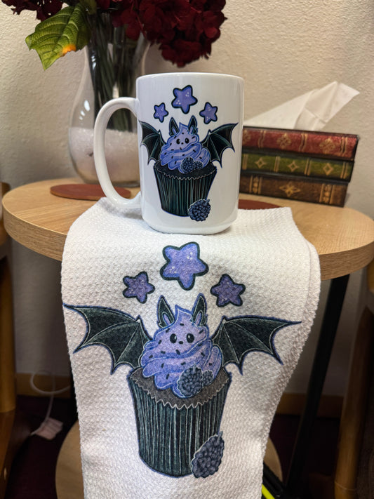 Batberry Cupcake Mug & Tea Towel Set